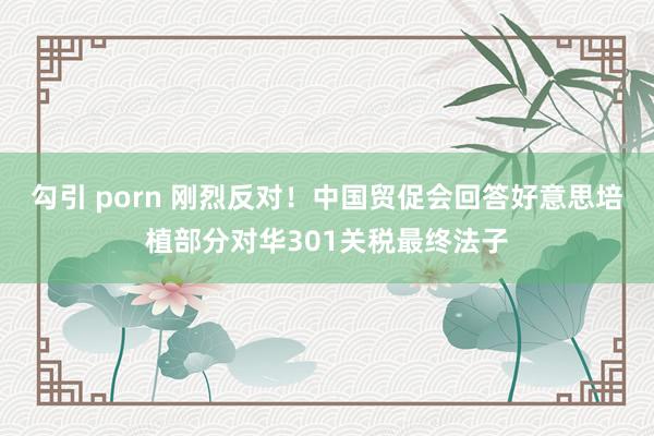 勾引 porn 刚烈反对！中国贸促会回答好意思培植部分对华301关税最终法子