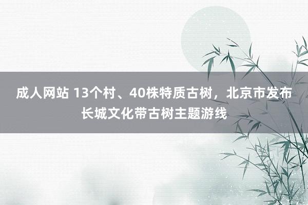 成人网站 13个村、40株特质古树，北京市发布长城文化带古树主题游线