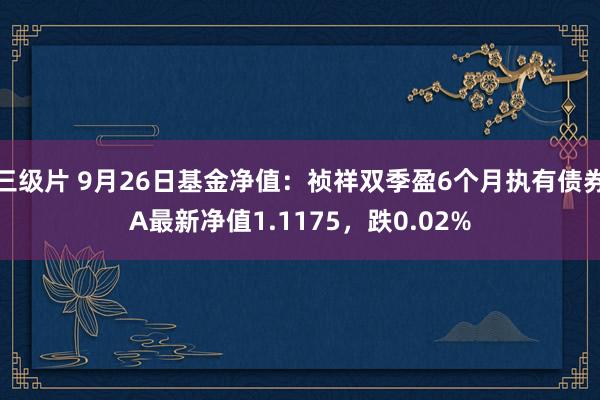 三级片 9月26日基金净值：祯祥双季盈6个月执有债券A最新净值1.1175，跌0.02%