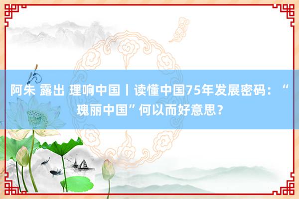 阿朱 露出 理响中国丨读懂中国75年发展密码：“瑰丽中国”何以而好意思？