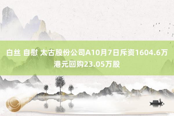 白丝 自慰 太古股份公司A10月7日斥资1604.6万港元回购23.05万股