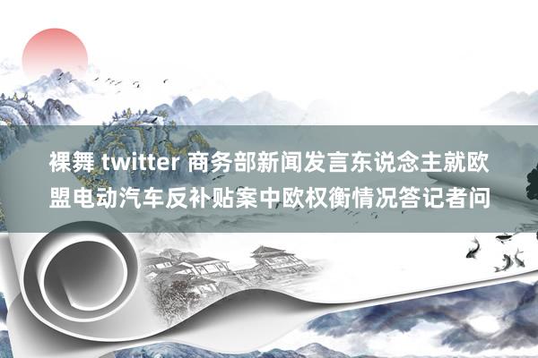 裸舞 twitter 商务部新闻发言东说念主就欧盟电动汽车反补贴案中欧权衡情况答记者问