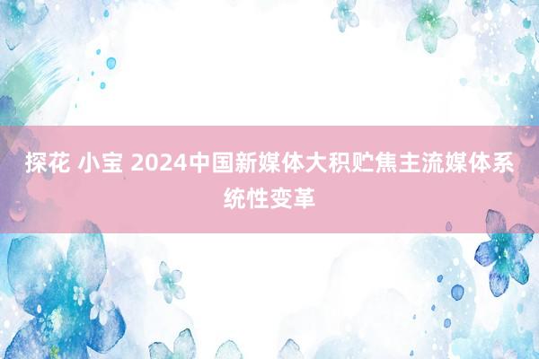 探花 小宝 2024中国新媒体大积贮焦主流媒体系统性变革