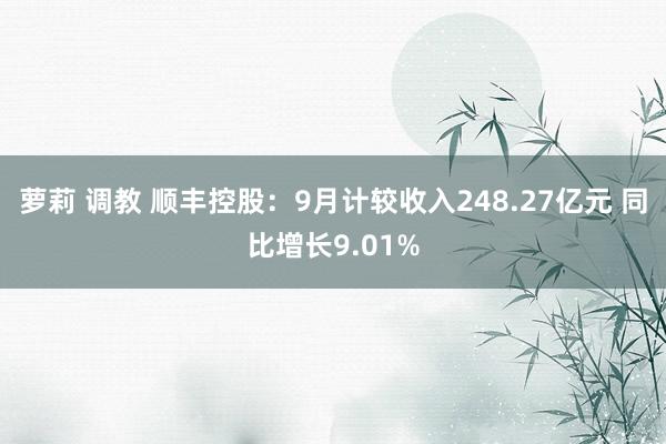 萝莉 调教 顺丰控股：9月计较收入248.27亿元 同比增长9.01%