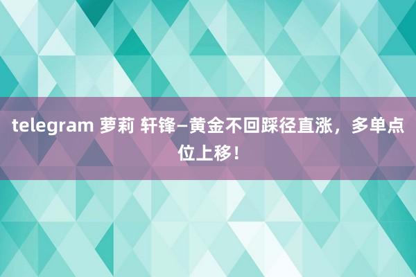 telegram 萝莉 轩锋—黄金不回踩径直涨，多单点位上移！