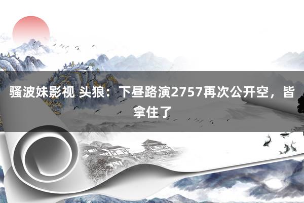 骚波妹影视 头狼：下昼路演2757再次公开空，皆拿住了