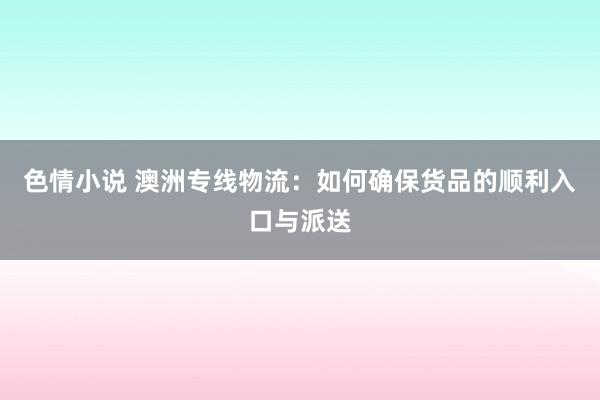 色情小说 澳洲专线物流：如何确保货品的顺利入口与派送