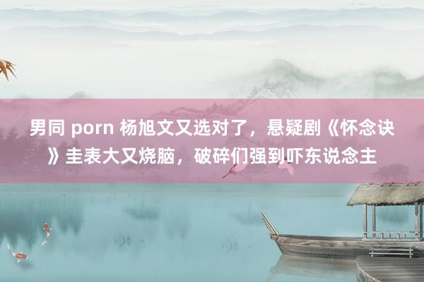 男同 porn 杨旭文又选对了，悬疑剧《怀念诀》圭表大又烧脑，破碎们强到吓东说念主