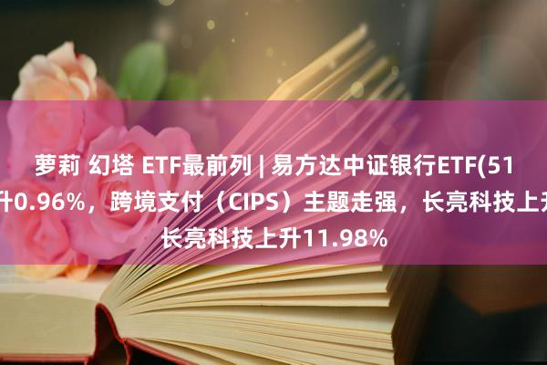 萝莉 幻塔 ETF最前列 | 易方达中证银行ETF(516310)上升0.96%，跨境支付（CIPS）主题走强，长亮科技上升11.98%