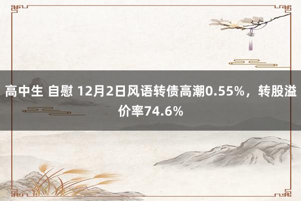 高中生 自慰 12月2日风语转债高潮0.55%，转股溢价率74.6%