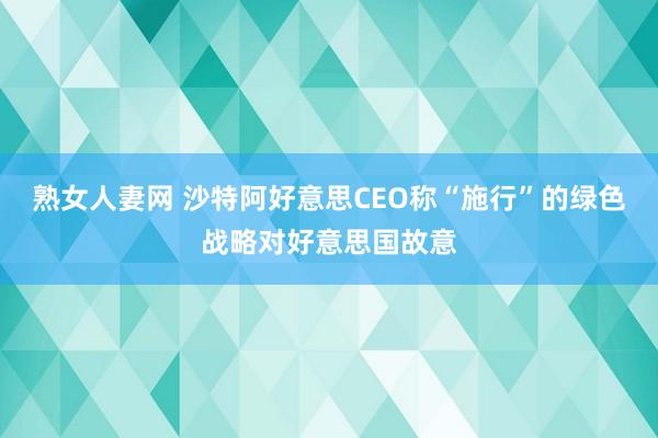 熟女人妻网 沙特阿好意思CEO称“施行”的绿色战略对好意思国故意